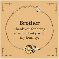 Brother Appreciation Gifts, Thank you for being an important part, Thank You Sunflower Bracelet for Brother, Birthday Unique Gifts for Brother