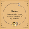 Sister Appreciation Gifts, Thank you for being an important part, Thank You Sunflower Bracelet for Sister, Birthday Unique Gifts for Sister