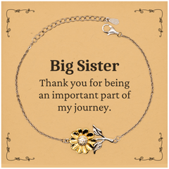 Big Sister Appreciation Gifts, Thank you for being an important part, Thank You Sunflower Bracelet for Big Sister, Birthday Unique Gifts for Big Sister