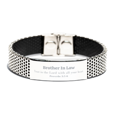 Christian Brother In Law Gifts, Trust in the Lord with all your heart, Bible Verse Scripture Stainless Steel Bracelet, Baptism Confirmation Gifts for Brother In Law