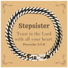 Christian Stepsister Gifts, Trust in the Lord with all your heart, Bible Verse Scripture Cuban Link Chain Bracelet, Baptism Confirmation Gifts for Stepsister