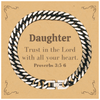 Christian Daughter Gifts, Trust in the Lord with all your heart, Bible Verse Scripture Cuban Link Chain Bracelet, Baptism Confirmation Gifts for Daughter