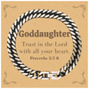 Christian Goddaughter Gifts, Trust in the Lord with all your heart, Bible Verse Scripture Cuban Link Chain Bracelet, Baptism Confirmation Gifts for Goddaughter