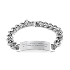 Computer Programmer Dad Gifts, The best kind of DAD, Father's Day Appreciation Birthday Cuban Chain Stainless Steel Bracelet for Computer Programmer, Dad, Father from Son Daughter