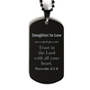Christian Daughter In Law Gifts, Trust in the Lord with all your heart, Bible Verse Scripture Black Dog Tag, Baptism Confirmation Gifts for Daughter In Law