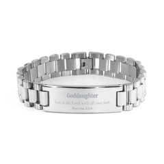 Christian Goddaughter Gifts, Trust in the Lord with all your heart, Bible Verse Scripture Ladder Stainless Steel Bracelet, Baptism Confirmation Gifts for Goddaughter