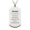 Christian Mummy Gifts, Trust in the Lord with all your heart, Bible Verse Scripture Silver Dog Tag, Baptism Confirmation Gifts for Mummy