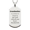 Christian Grandmother Gifts, Trust in the Lord with all your heart, Bible Verse Scripture Silver Dog Tag, Baptism Confirmation Gifts for Grandmother