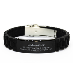 Godmother Appreciation Gifts, Thank you for being an important part, Thank You Black Glidelock Clasp Bracelet for Godmother, Birthday Unique Gifts for Godmother