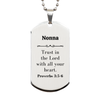 Christian Nonna Gifts, Trust in the Lord with all your heart, Bible Verse Scripture Silver Dog Tag, Baptism Confirmation Gifts for Nonna