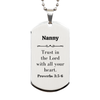 Christian Nanny Gifts, Trust in the Lord with all your heart, Bible Verse Scripture Silver Dog Tag, Baptism Confirmation Gifts for Nanny