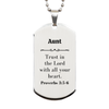 Christian Aunt Gifts, Trust in the Lord with all your heart, Bible Verse Scripture Silver Dog Tag, Baptism Confirmation Gifts for Aunt