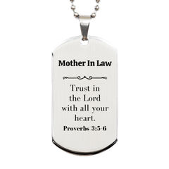 Christian Mother In Law Gifts, Trust in the Lord with all your heart, Bible Verse Scripture Silver Dog Tag, Baptism Confirmation Gifts for Mother In Law
