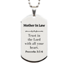 Christian Mother In Law Gifts, Trust in the Lord with all your heart, Bible Verse Scripture Silver Dog Tag, Baptism Confirmation Gifts for Mother In Law