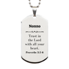 Christian Nonno Gifts, Trust in the Lord with all your heart, Bible Verse Scripture Silver Dog Tag, Baptism Confirmation Gifts for Nonno
