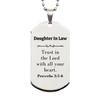 Christian Daughter In Law Gifts, Trust in the Lord with all your heart, Bible Verse Scripture Silver Dog Tag, Baptism Confirmation Gifts for Daughter In Law