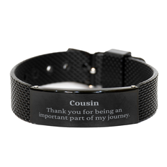 Cousin Appreciation Gifts, Thank you for being an important part, Thank You Black Shark Mesh Bracelet for Cousin, Birthday Unique Gifts for Cousin