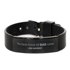 Agent Dad Gifts, The best kind of DAD, Father's Day Appreciation Birthday Black Shark Mesh Bracelet for Agent, Dad, Father from Son Daughter