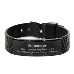 Stepsister Appreciation Gifts, Thank you for being an important part, Thank You Black Shark Mesh Bracelet for Stepsister, Birthday Unique Gifts for Stepsister