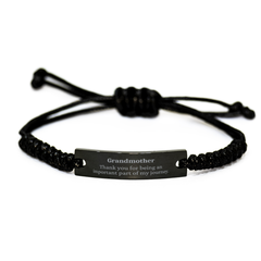 Grandmother Appreciation Gifts, Thank you for being an important part, Thank You Black Rope Bracelet for Grandmother, Birthday Unique Gifts for Grandmother