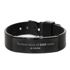 Cook Dad Gifts, The best kind of DAD, Father's Day Appreciation Birthday Black Shark Mesh Bracelet for Cook, Dad, Father from Son Daughter