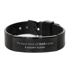 Court Clerk Dad Gifts, The best kind of DAD, Father's Day Appreciation Birthday Black Shark Mesh Bracelet for Court Clerk, Dad, Father from Son Daughter