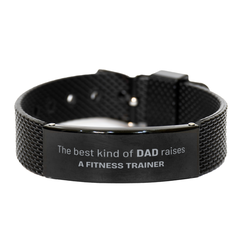 Fitness Trainer Dad Gifts, The best kind of DAD, Father's Day Appreciation Birthday Black Shark Mesh Bracelet for Fitness Trainer, Dad, Father from Son Daughter