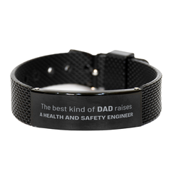 Health and Safety Engineer Dad Gifts, The best kind of DAD, Father's Day Appreciation Birthday Black Shark Mesh Bracelet for Health and Safety Engineer, Dad, Father from Son Daughter