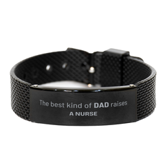 Nurse Dad Gifts, The best kind of DAD, Father's Day Appreciation Birthday Black Shark Mesh Bracelet for Nurse, Dad, Father from Son Daughter