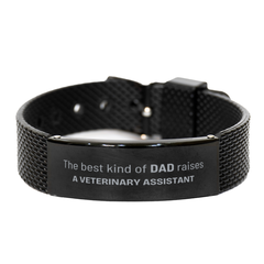 Veterinary Assistant Dad Gifts, The best kind of DAD, Father's Day Appreciation Birthday Black Shark Mesh Bracelet for Veterinary Assistant, Dad, Father from Son Daughter