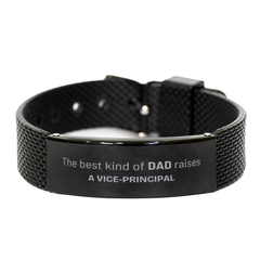 Vice-principal Dad Gifts, The best kind of DAD, Father's Day Appreciation Birthday Black Shark Mesh Bracelet for Vice-principal, Dad, Father from Son Daughter