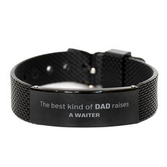 Waiter Dad Gifts, The best kind of DAD, Father's Day Appreciation Birthday Black Shark Mesh Bracelet for Waiter, Dad, Father from Son Daughter