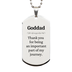 Goddad Appreciation Gifts, Thank you for being an important part, Thank You Silver Dog Tag for Goddad, Birthday Unique Gifts for Goddad