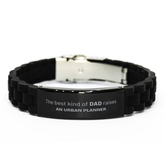 Urban Planner Dad Gifts, The best kind of DAD, Father's Day Appreciation Birthday Black Glidelock Clasp Bracelet for Urban Planner, Dad, Father from Son Daughter