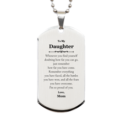 To My Daughter Inspirational Silver Dog Tag, I'm so proud of you, Daughter Birthday Supporting Gifts From Mom