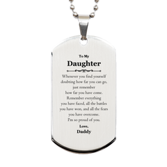 To My Daughter Inspirational Silver Dog Tag, I'm so proud of you, Daughter Birthday Supporting Gifts From Daddy