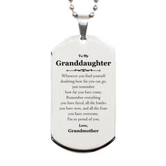 To My Granddaughter Inspirational Silver Dog Tag, I'm so proud of you, Granddaughter Birthday Supporting Gifts From Grandmother