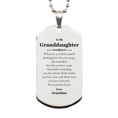To My Granddaughter Inspirational Silver Dog Tag, I'm so proud of you, Granddaughter Birthday Supporting Gifts From Grandma