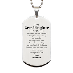 To My Granddaughter Inspirational Silver Dog Tag, I'm so proud of you, Granddaughter Birthday Supporting Gifts From Grandpa