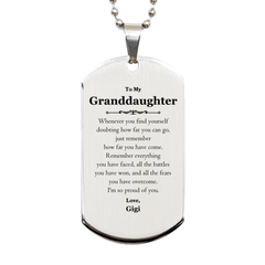 To My Granddaughter Inspirational Silver Dog Tag, I'm so proud of you, Granddaughter Birthday Supporting Gifts From Gigi