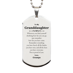 To My Granddaughter Inspirational Silver Dog Tag, I'm so proud of you, Granddaughter Birthday Supporting Gifts From Gramps