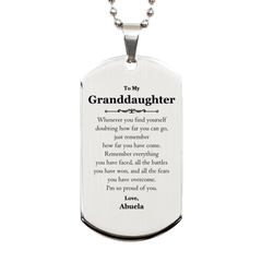 To My Granddaughter Inspirational Silver Dog Tag, I'm so proud of you, Granddaughter Birthday Supporting Gifts From Abuela