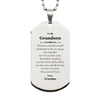 To My Grandson Inspirational Silver Dog Tag, I'm so proud of you, Grandson Birthday Supporting Gifts From Grandpa
