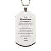 To My Grandson Inspirational Silver Dog Tag, I'm so proud of you, Grandson Birthday Supporting Gifts From Nana
