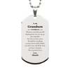 To My Grandson Inspirational Silver Dog Tag, I'm so proud of you, Grandson Birthday Supporting Gifts From Abuelo