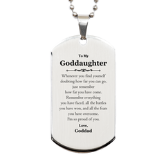 To My Goddaughter Inspirational Silver Dog Tag, I'm so proud of you, Goddaughter Birthday Supporting Gifts From Goddad