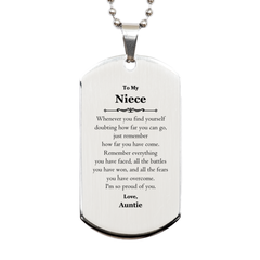 To My Niece Inspirational Silver Dog Tag, I'm so proud of you, Niece Birthday Supporting Gifts From Auntie