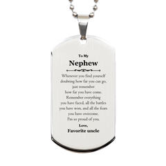 To My Nephew Inspirational Silver Dog Tag, I'm so proud of you, Nephew Birthday Supporting Gifts From Favorite uncle