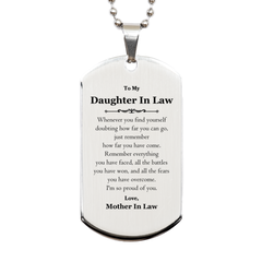 To My Daughter In Law Inspirational Silver Dog Tag, I'm so proud of you, Daughter In Law Birthday Supporting Gifts From Mother In Law