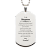 To My Stepson Inspirational Silver Dog Tag, I'm so proud of you, Stepson Birthday Supporting Gifts From Stepdad
